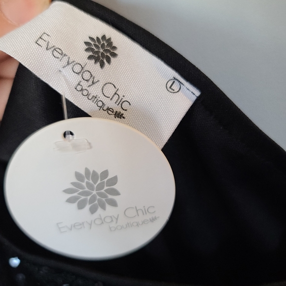 NWT One Shoulder Black Sequin Mini Dress - Picture 2 of 2